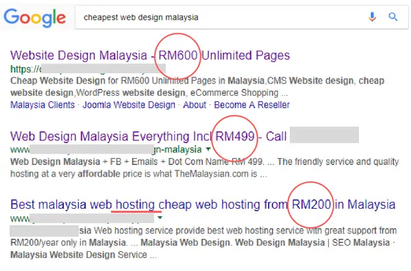 Cheapest Web Design Malaysia by Google