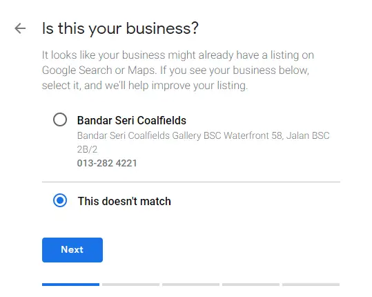 Google Business name matching