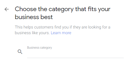 Google Business category