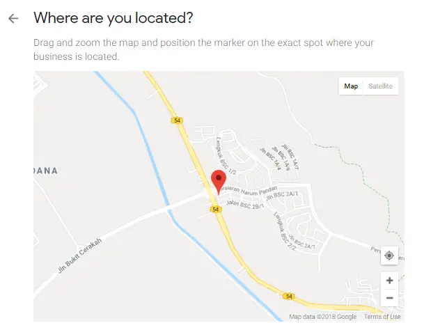 Google Business Location on the Map