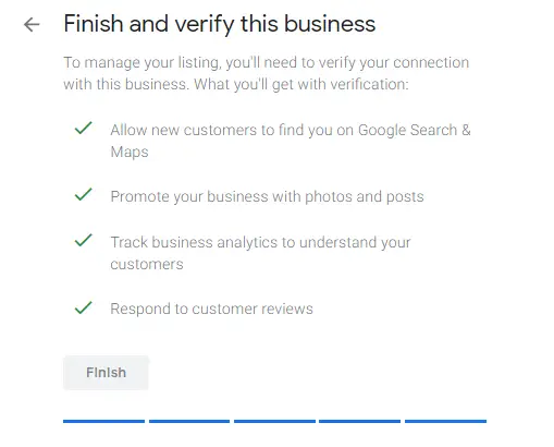 finish and verify Google Business Listing