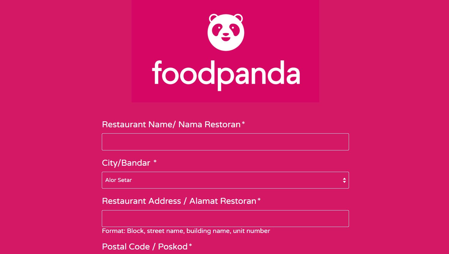 foodpanda application form