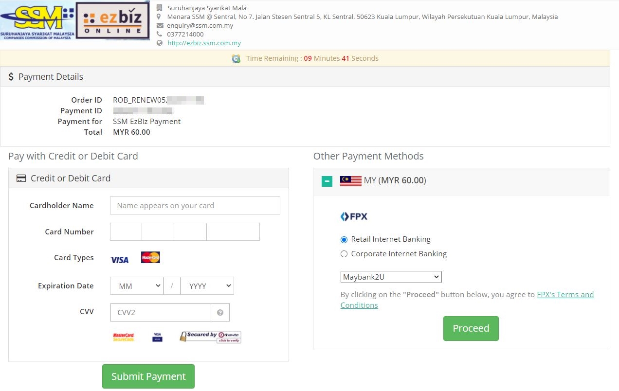 make payment page ezbiz